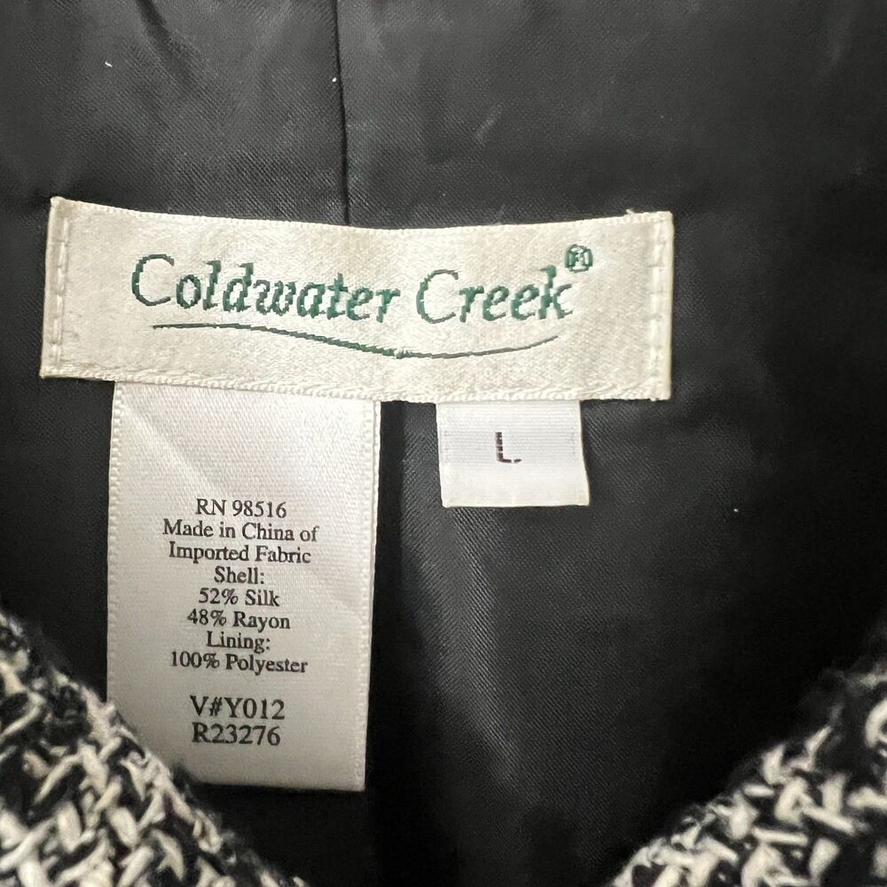 Coldwater Creek Jacket L Silk Blend Woven Texture Black White - Picture 5 of 8